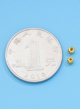 3mm黄金色直纹珠扭纹珠南瓜珠s925纯银金色diy珍珠手链项链配件