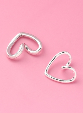 不规则素银爱心吊坠s925银