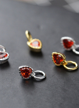 diy纯银镀金日系小爱心戒指锆石