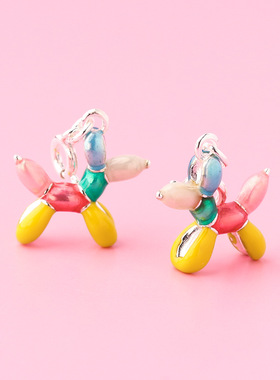 彩色气球狗吊坠S925银