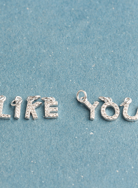 镶锆石26个英文字母吊坠S925纯银