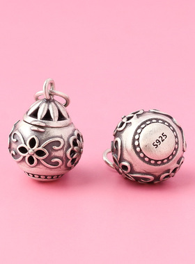 镂空925银香囊球挂件香丸球项链小挂坠车载随身汉服香薰球吊坠