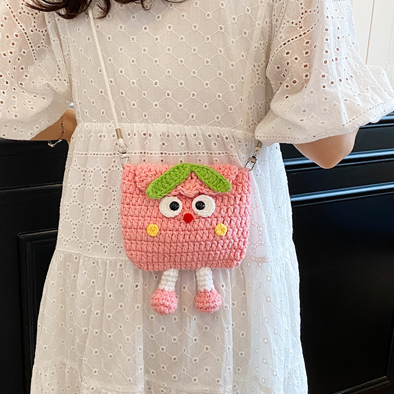 可爱手工编织苹果胡萝卜毛线包卡通钩针儿童礼物斜挎包单肩手机包,淘宝优惠券,粉丝福利购,淘宝优惠卷