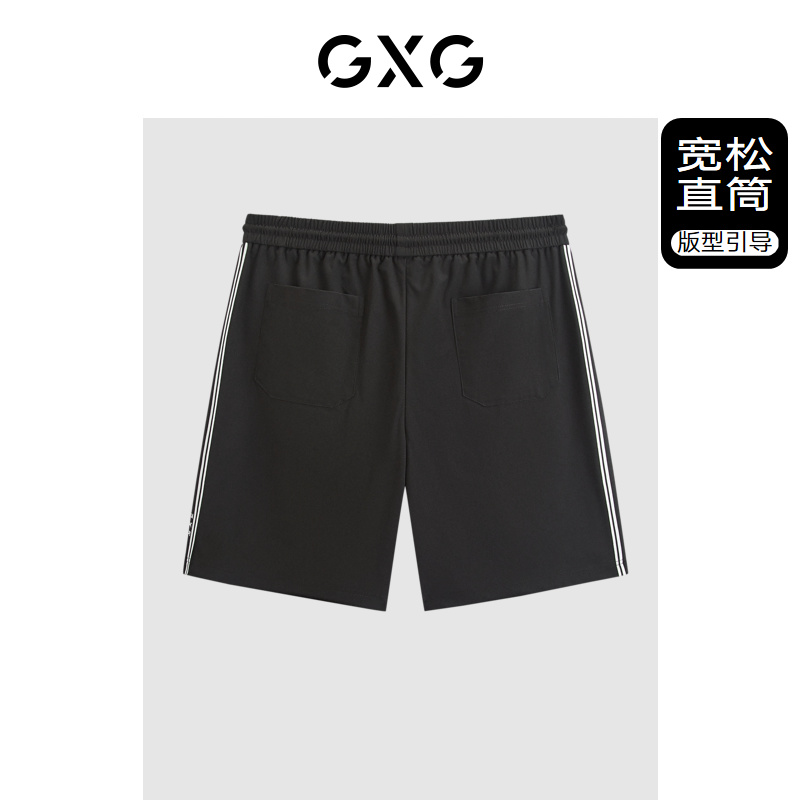 GXG男装 织带拼接短裤五分裤针织休闲裤24年夏G24X222004 - 图0