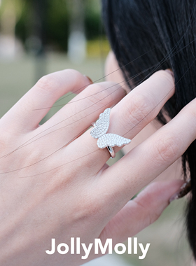 JollyMolly蝶飞满天 小众设计轻奢生日礼物满钻蝴蝶系列戒指