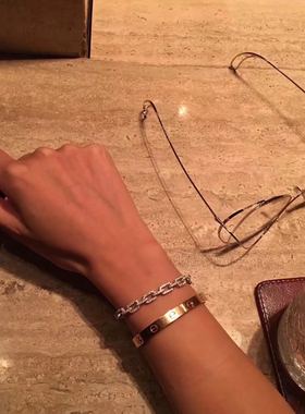 JollyMolly小众设计师网红女纯银生日礼物百搭个性夏季链条手链