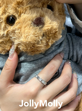 JollyMolly小众设计师925银生日礼物个性精致百搭小格子对戒