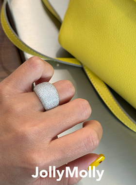 JollyMolly小众设计925银网红甜美精致轻奢生日礼物重工馒头戒指