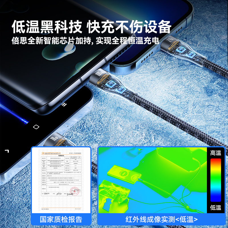 倍思三合一数据线充电线一拖三100w超级快充适用苹果华为tpyec安卓手机三头一拖二ipad平板车用6A车载多功能-图3