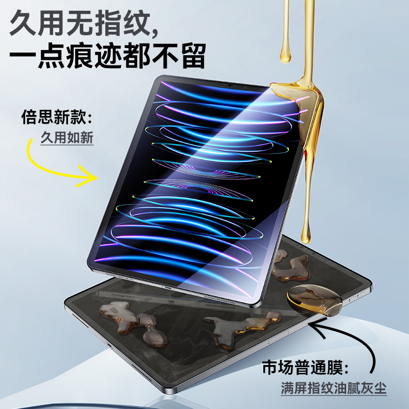 倍思2024新款无尘仓iPadAir6钢化膜Pro适用2022苹果11英寸13平板2021/2020防纹9九代10保护5/4全屏mini6贴膜3-图1