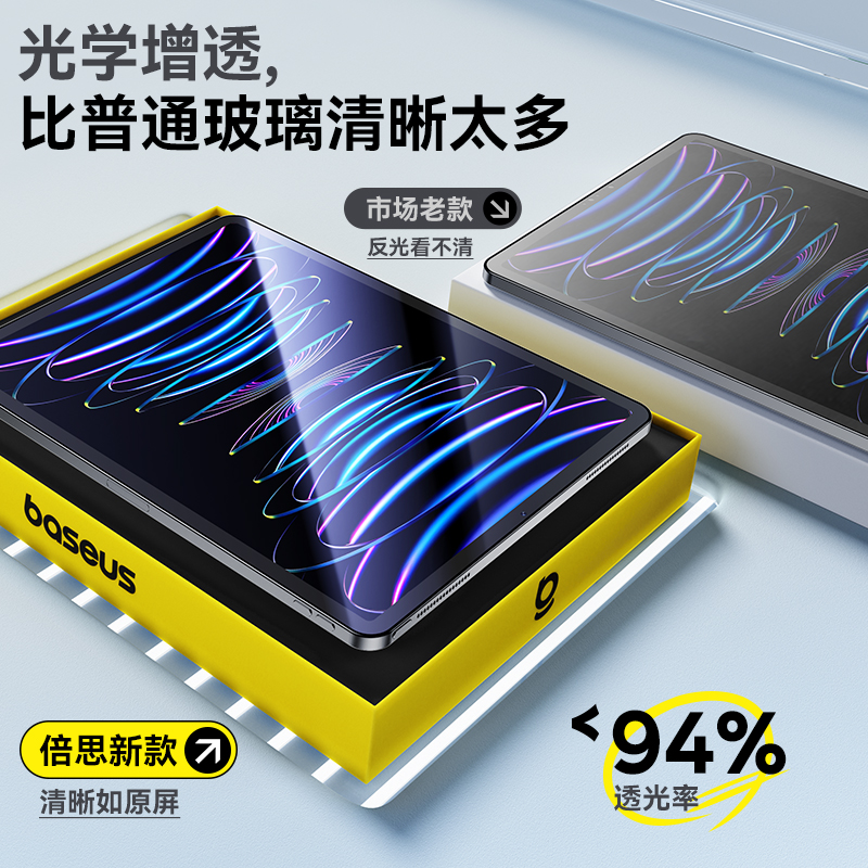 倍思2024新款无尘仓iPadAir6钢化膜Pro适用2022苹果11英寸13平板2021/2020防纹9九代10保护5/4全屏mini6贴膜3 - 图2