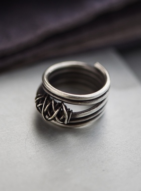 泰国清迈手工缠丝纯银戒指