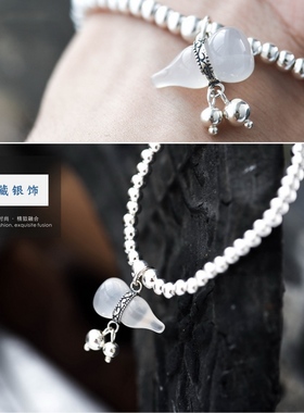手链纯银s925手工转运珠定制银珠子福禄银饰品弹力玉髓葫芦手串
