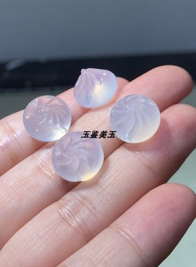 天然冰透玉髓玉包子通孔手链