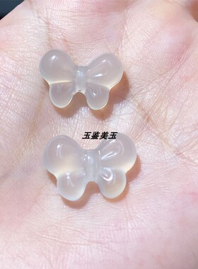 天然冰透玉髓蝴蝶结吊坠项链