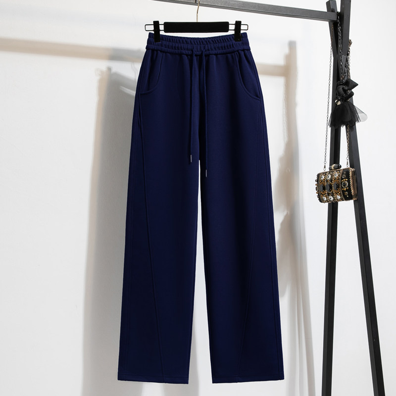 酒红运动裤子女秋冬2025新款加绒加厚休闲宽松窄版直筒阔腿裤卫裤,淘宝优惠券,粉丝福利购,淘宝优惠卷