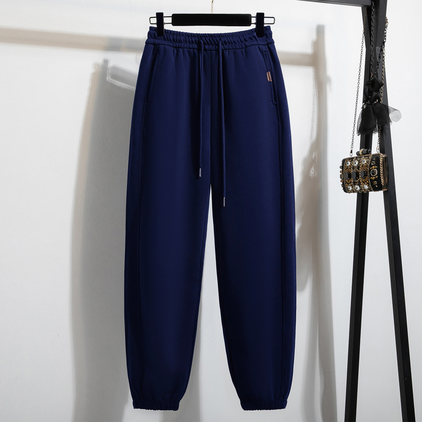 克莱因蓝加绒裤子卫裤女秋冬加厚保暖宽松高腰显瘦束脚灯笼运动裤,淘宝优惠券,粉丝福利购,淘宝优惠卷