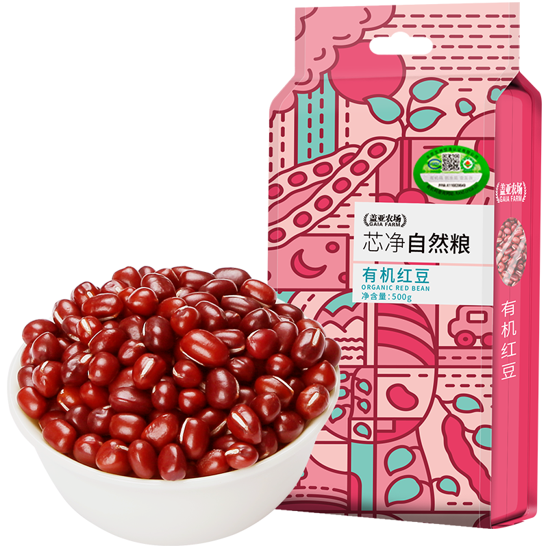 盖亚农场 有机红豆500g五谷杂粮可红豆粥沙原料粗粮新货红小豆 - 图0