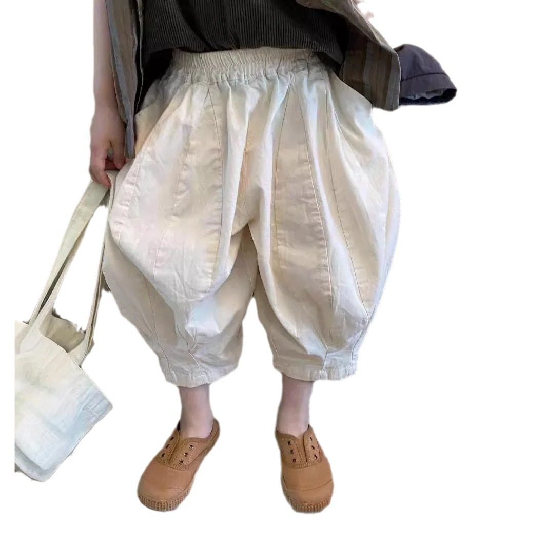 儿童裤子韩版夏季新款女童纯色休闲阔腿九分裤男童洋气百搭哈伦裤,淘宝优惠券,粉丝福利购,淘宝优惠卷