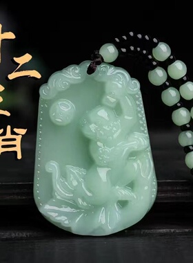 爆款仿玉石生肖吊坠原创设计竹节链气质时尚项链个性服饰配件批发