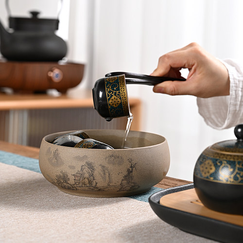 紫砂茶洗功夫茶具茶杯洗水洗茶碗水盂大小笔洗茶渣烟灰缸花盆盆栽 - 图0