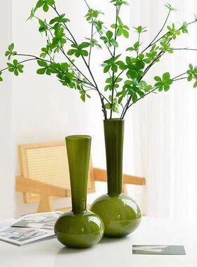 中古琉璃花瓶高级感绿色摆件桌面
