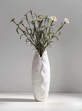 水培现代清新陶瓷白色摆件干花