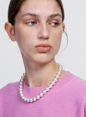 玻璃钢白色珍珠项链锁骨链