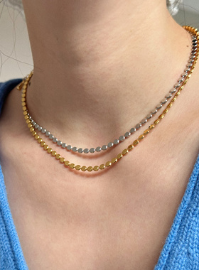 时髦扁圆豆豆短款项链