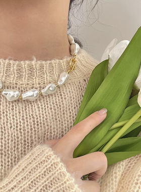 法式复古经典款大颗巴洛克珍珠