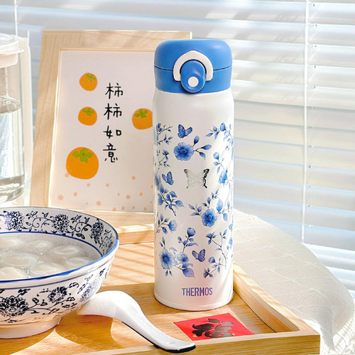 膳魔师保温杯青花瓷系列国风不锈钢便携水杯手持桌面咖啡杯马克杯 - 图2