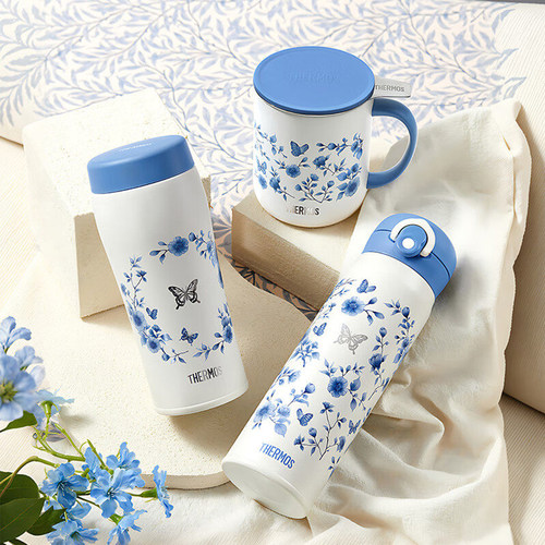 膳魔师保温杯青花瓷系列国风不锈钢便携水杯手持桌面咖啡杯马克杯 - 图0