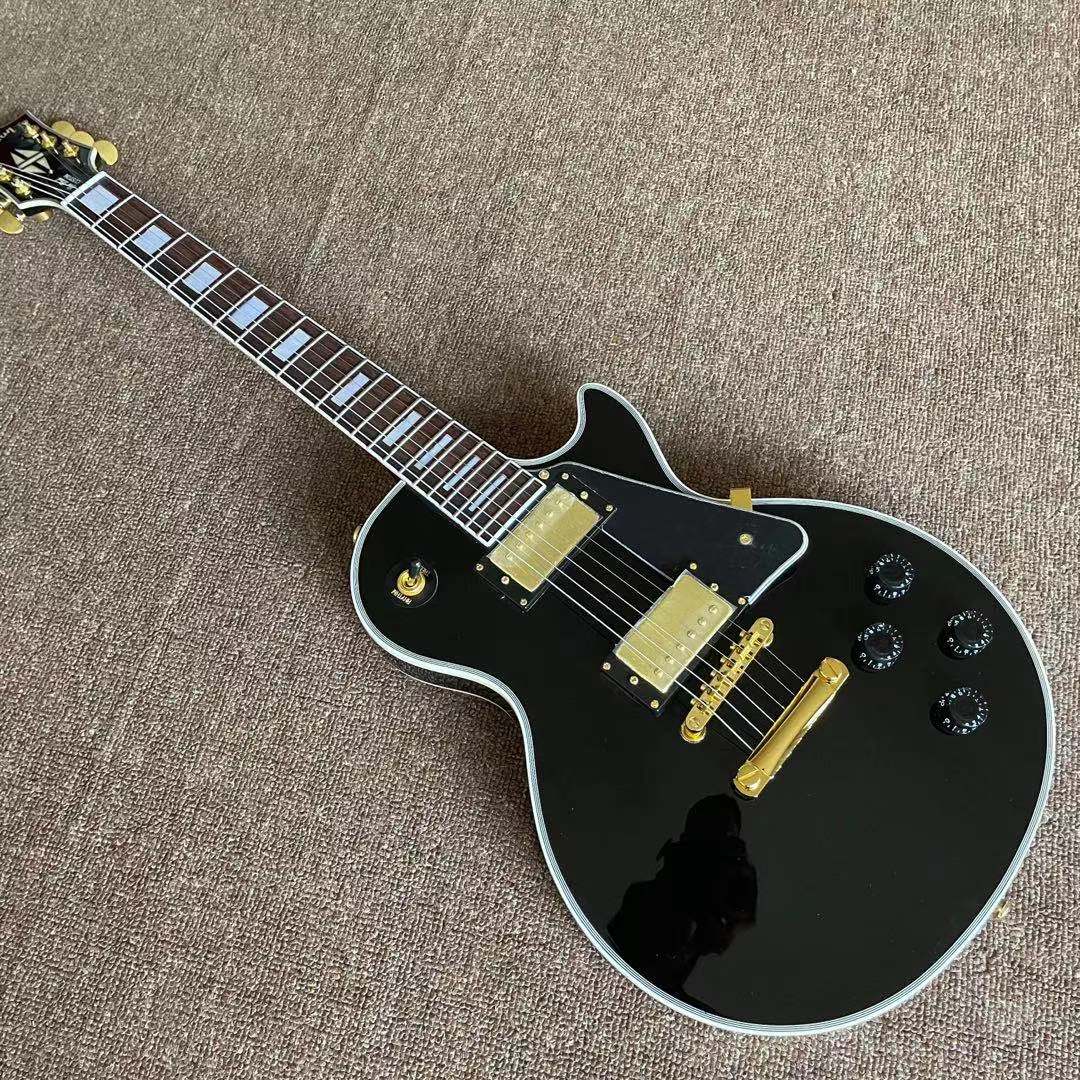 Custom LP 电吉他 黑色6弦吉他 Les Paul 经典黑卡 桃花心琴体 - 图0