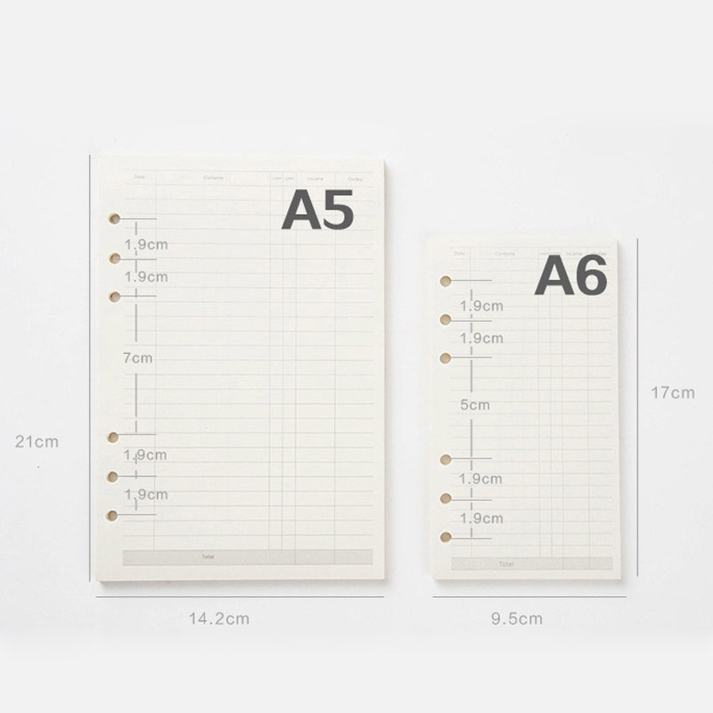 6孔手账活页纸 适配A5A6A7方格周计划Todo康奈尔笔记本内页活页本 - 图0