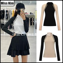 South Korea CHUCUCHU golf suit womens dress 23 spring new gofl stand-up collar with long sleeve T-shirt