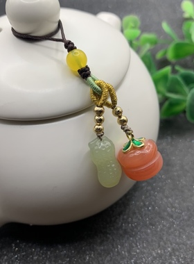 天然和田玉花生手机链盐源玛瑙小柿子有好事发生手机挂坠男女款