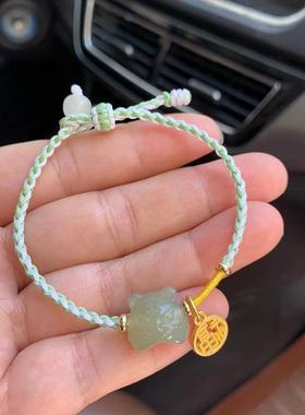 抖音同款和田玉老虎生肖本命年手编绳醒狮玉男女手串转运编织手绳