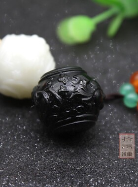 diy连年有余吊坠墨玉莲花珠
