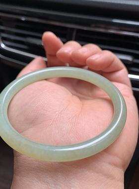 天然新疆和田玉手镯且末蓝玉镯子58内径手镯女送证书