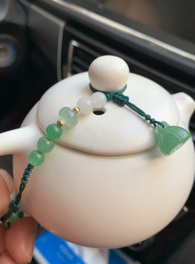 原创手工编织紫砂壶盖防摔绳东陵玉莲蓬茶壶杯盖绳绑壶绳茶具配件
