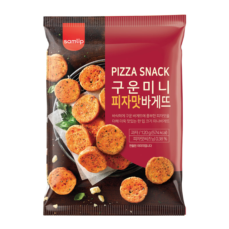 韩国进口Samlip三立蒜香面包干披萨风味饼干膨化休闲零食120g - 图2