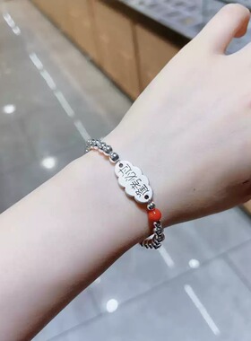 学生逢考必过编织纯银手链足银999手饰高中生复古民族风银饰送礼