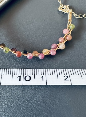 缘绘凤仪 编码 20 碧玺细珠 编织手链 包金14K金线