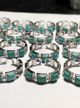 缘绘凤仪 精品湖北原矿绿松石 高瓷S925银手工包边镶嵌活口戒指