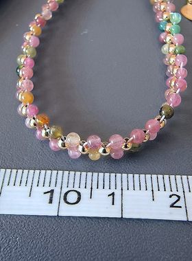 缘绘凤仪 14K包金编织手镯手链 碧玺细珠 29