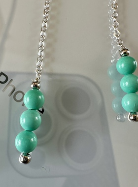 缘绘凤仪 天然原矿随形绿松石 925银镀金耳线