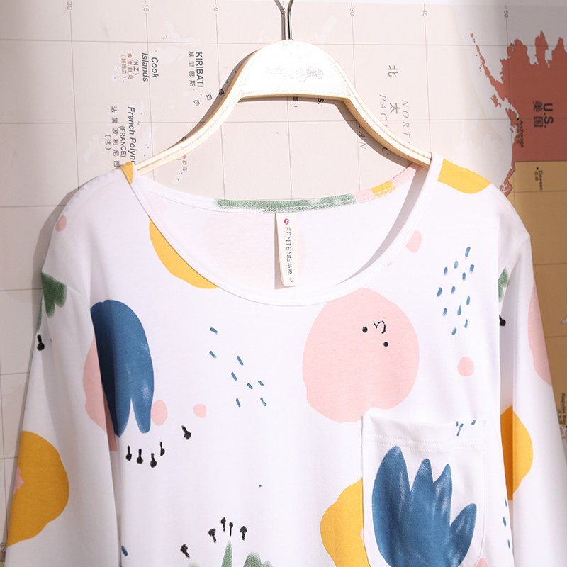 芬腾秋季韩版学生卡通长袖宽松睡裙 芬腾广东睡裙