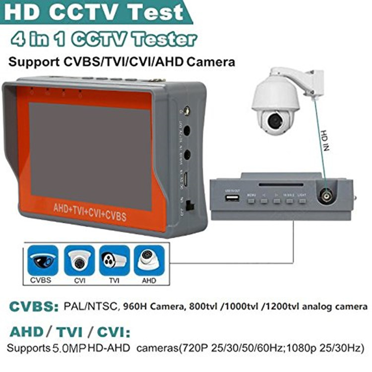 工程宝 4.3寸同轴测试仪AHD+TVI+CVI 四合一 支持云台 支持800W - 图1