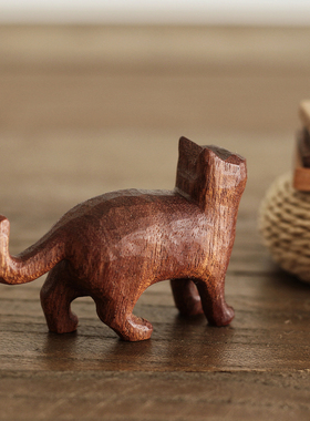 木猫泽无原创风纯手工雕刻摆件