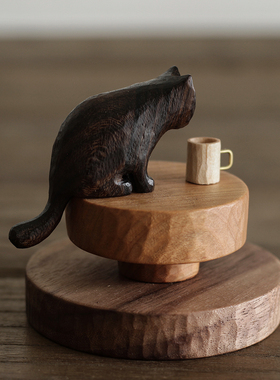 木猫泽无原创风纯手工雕刻摆件